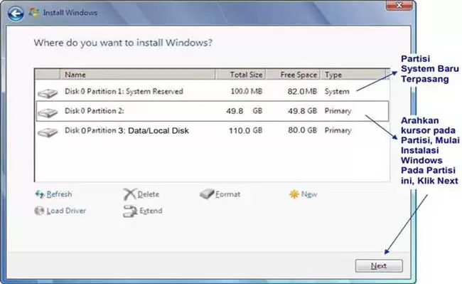 install new partition