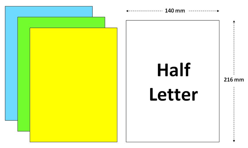 half letter size paper dimensions